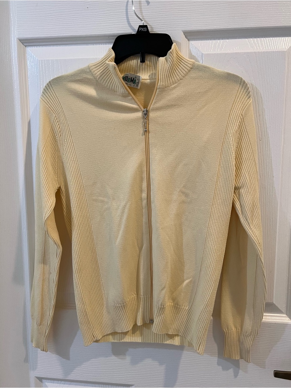 Zip-Front Light Yellow Women's Cardigan Sweater